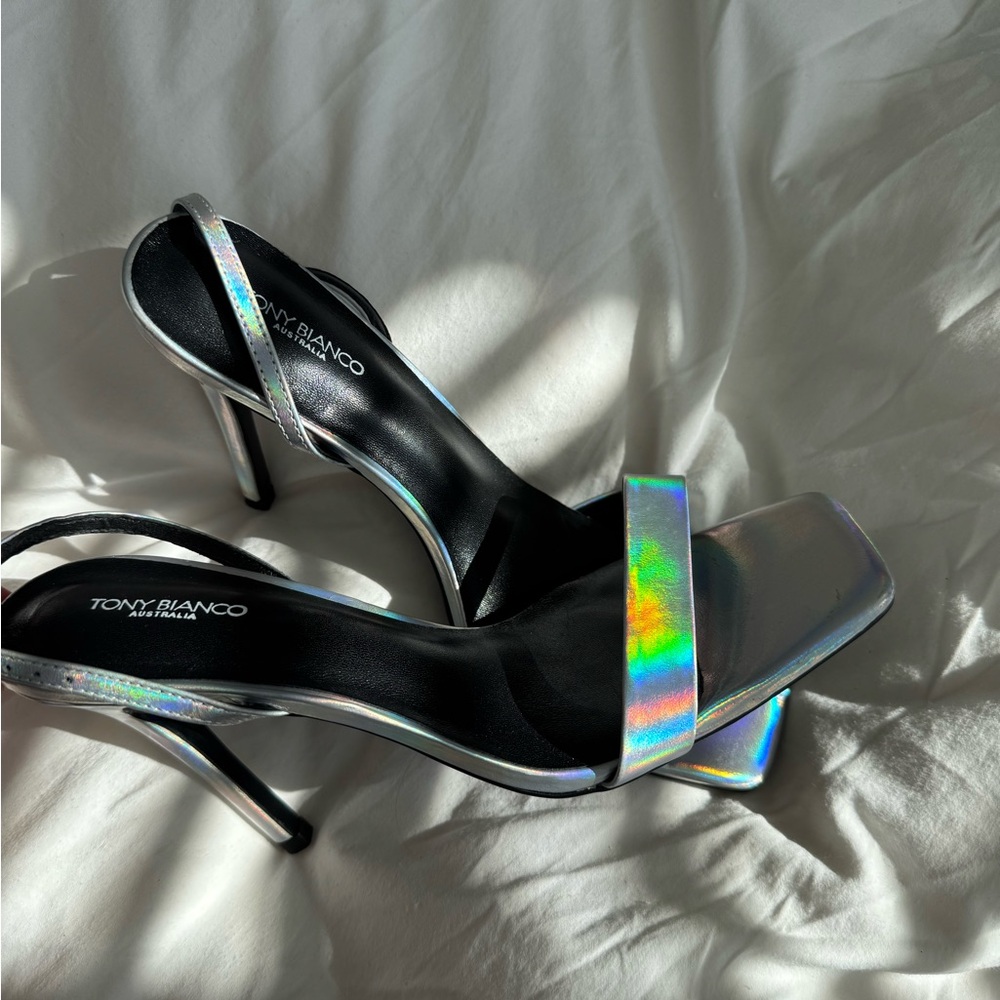Tony Bianco Iridescent Silver Heels